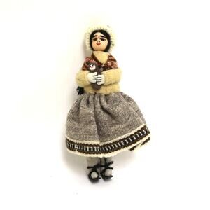 Andean Rag Doll, Cholita, Alpaca Wool, Antique Cloth Doll, Traditional Outfit,